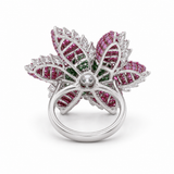 Pink Leaf Blossom 14KT Gold Diamond Ring