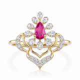 Pear Crown 14KT Gold Diamond Ring