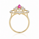 Pear Crown 14KT Gold Diamond Ring