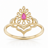 Pear Crown 14KT Gold Diamond Ring