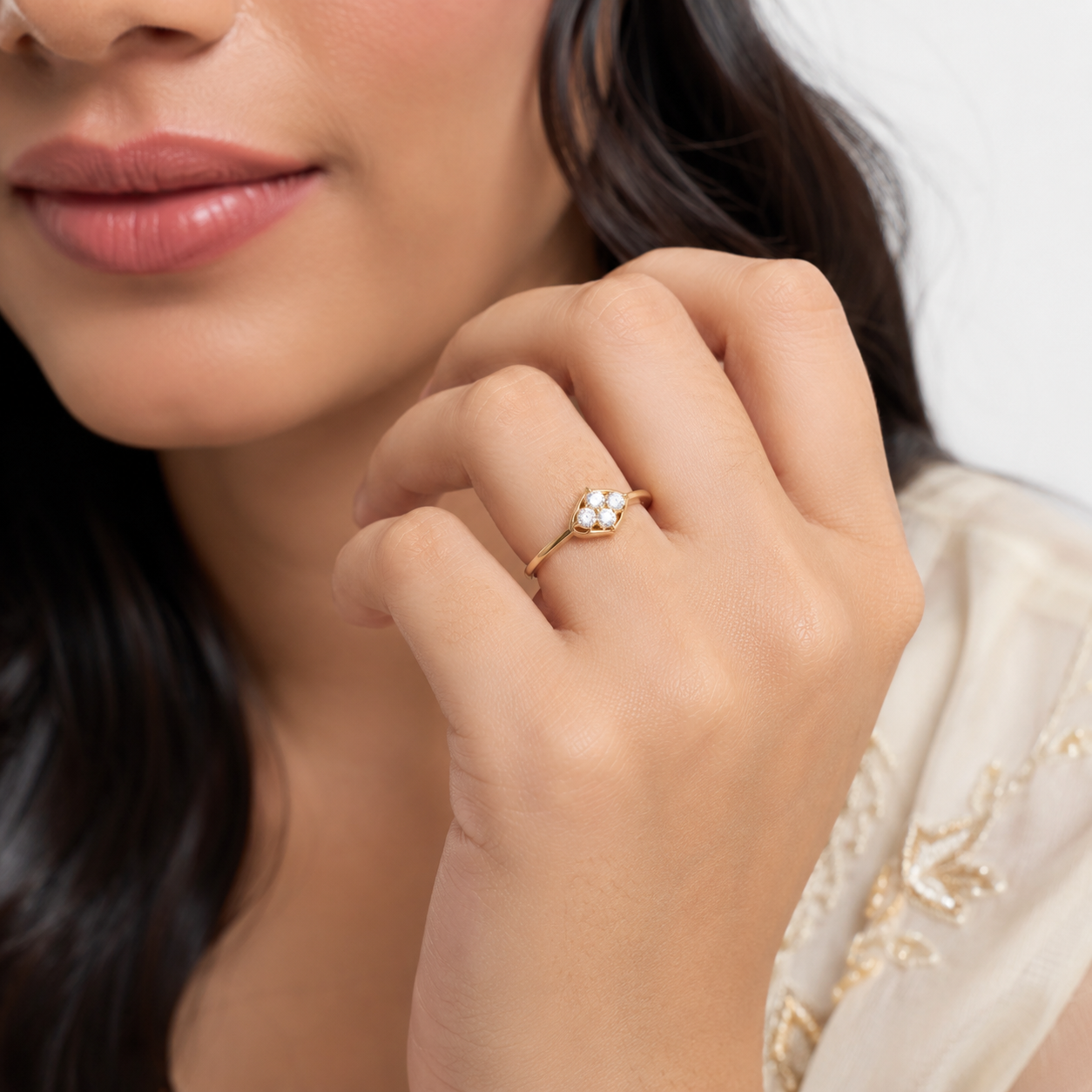 Radiant Bloom 22KT Gold Diamond Ring