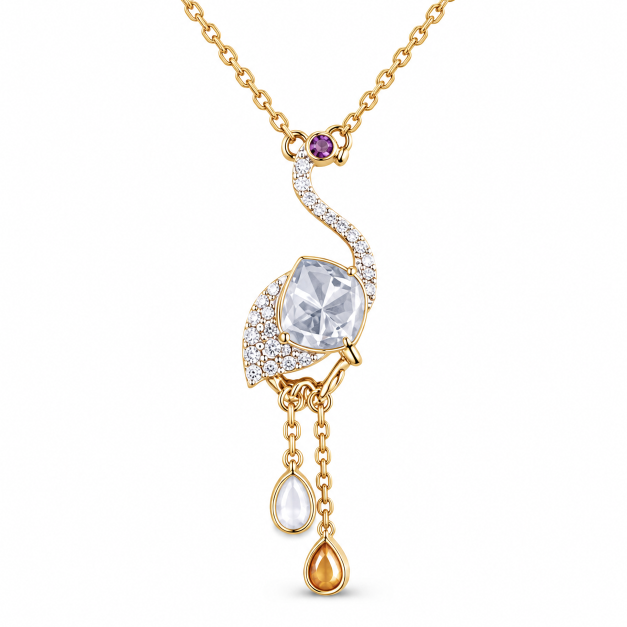 Flamingo 14KT Gold Diamond Chain Pendant