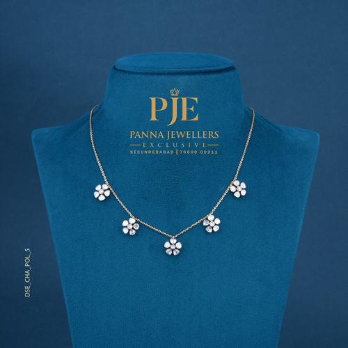 Floral Vine 14KT Gold Diamond Station Necklace