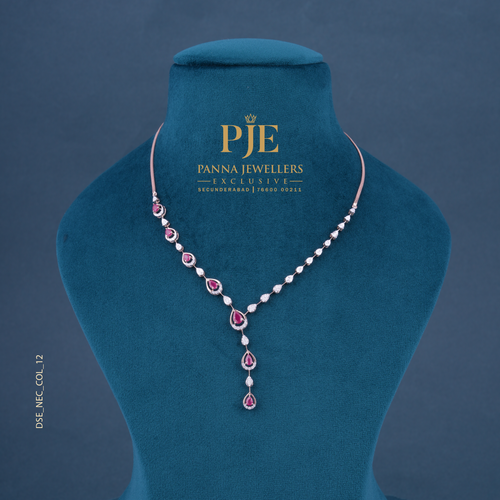 Pink Dusk 14KT Gold Diamond Lariat Necklace
