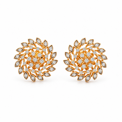 Dahlia 14KT Gold Diamond Stud Earrings