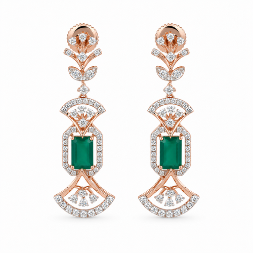 Dazzling 14KT Gold Diamond Dangle Earrings