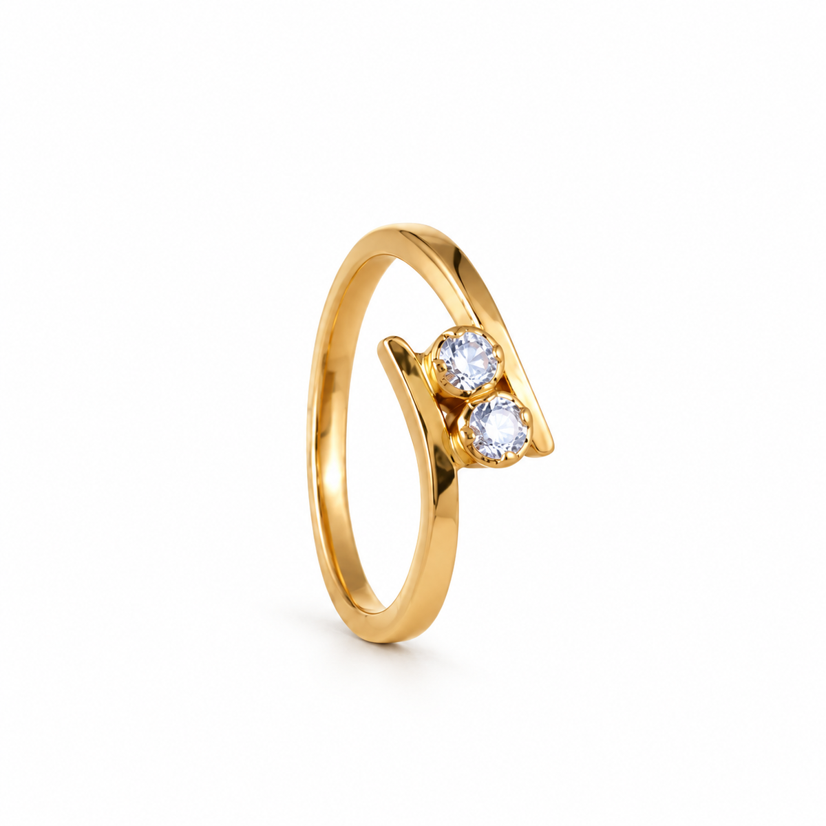 Delicate Cross 22KT Gold Diamond Ring