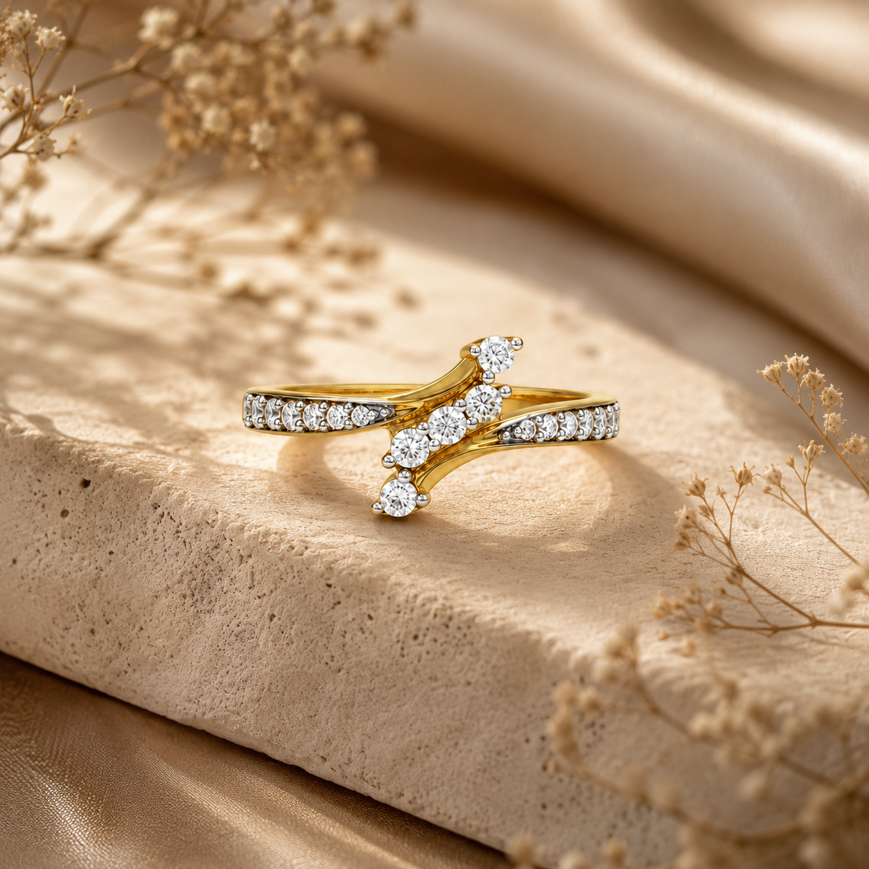Diagonal Brilliance 22KT Gold Ring