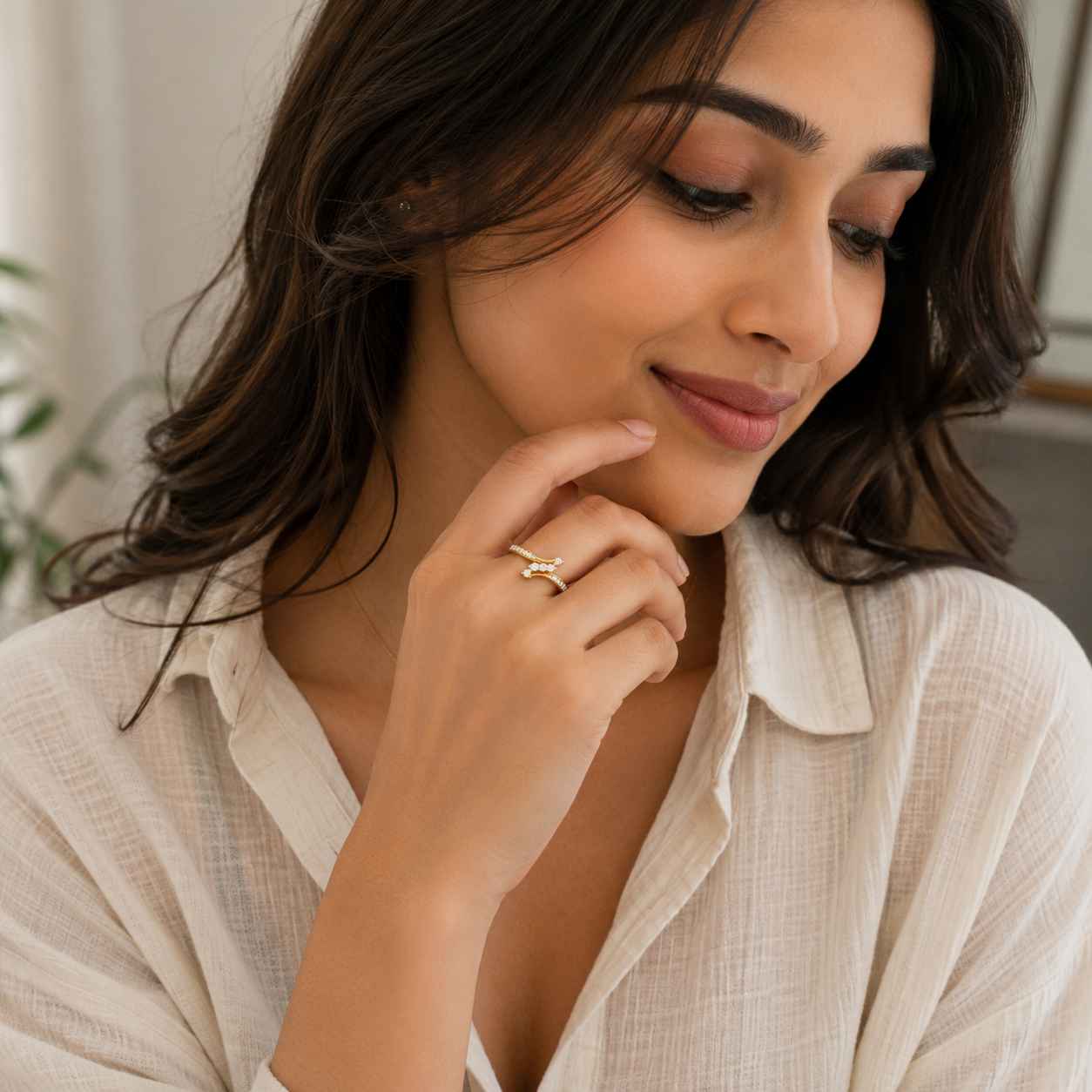 Diagonal Brilliance 22KT Gold Ring