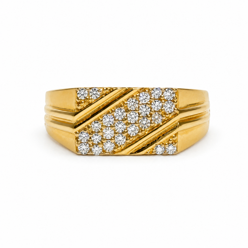 Diagonal Pave 22KT Gold Ring