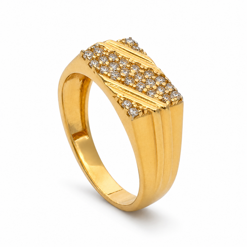 Diagonal Pave 22KT Gold Ring