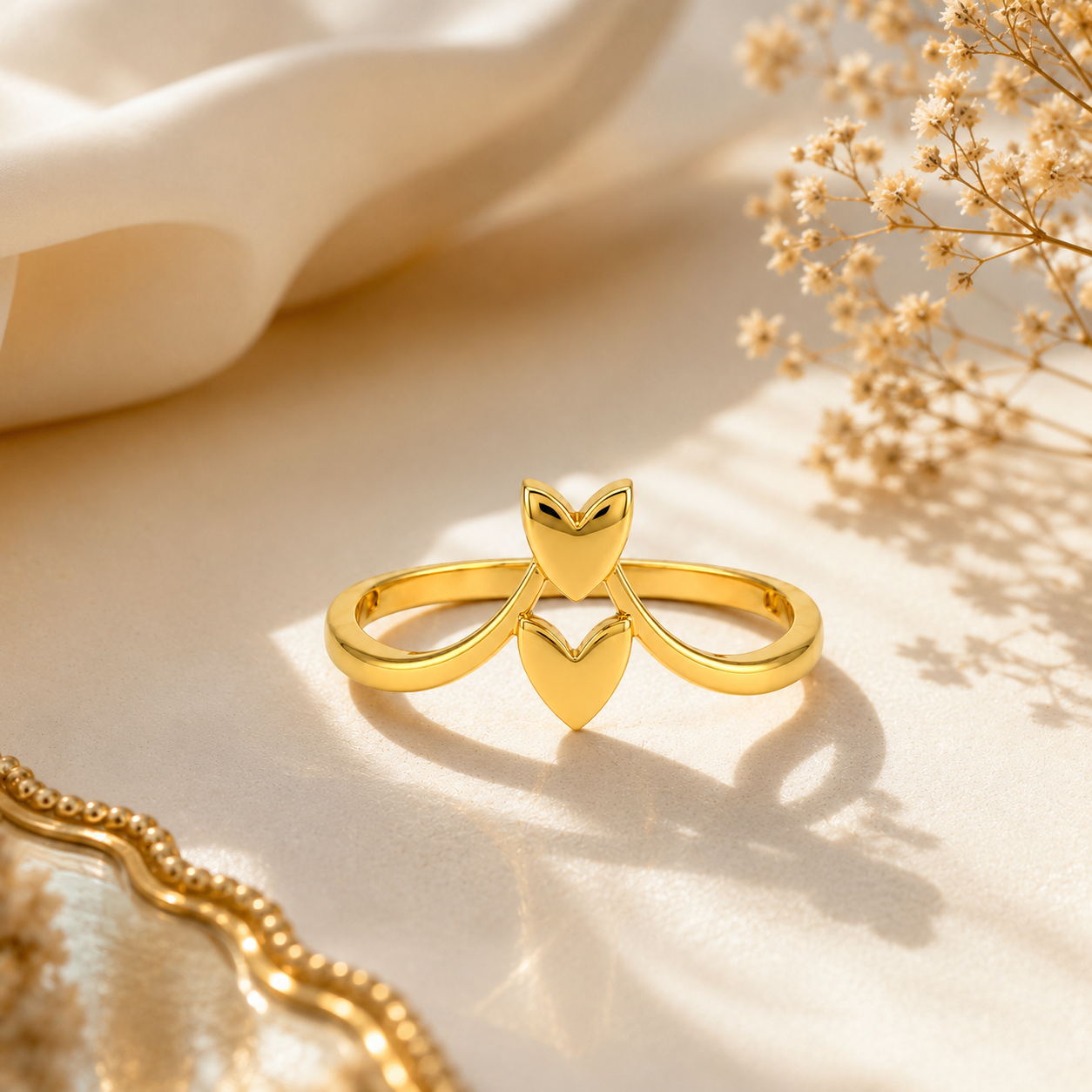 Dual Heart 22KT Gold Ring