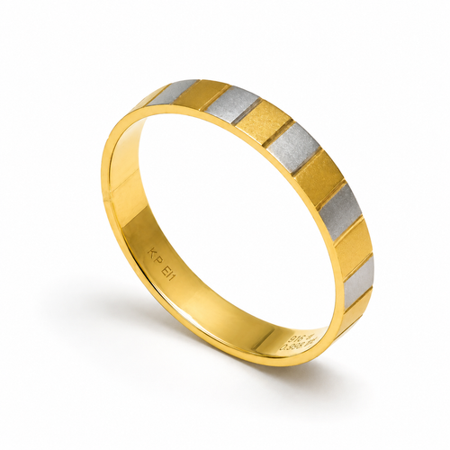 Dual Tone 22KT Gold Band Ring