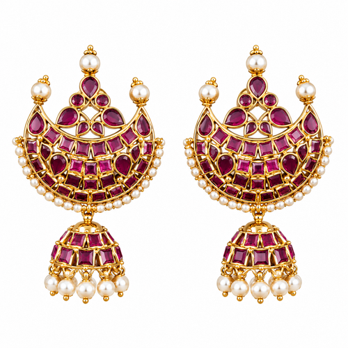 Eshani Floral 22KT Gold Jhumka Earrings