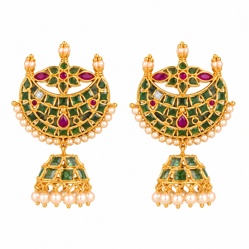 Eshwari Pearl 22KT Gold Jhumka Earrings