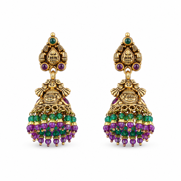 Divyani 22KT Gold Temple Jhumka Earrings