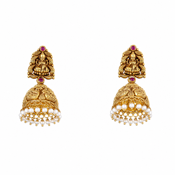 Kamini 22KT Gold Temple Jhumka Earrings