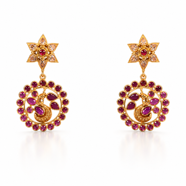 Yamuna 22KT Gold Antique Drop Earrings