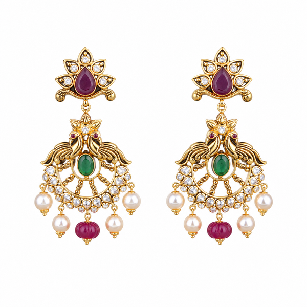 Nayantara 22KT Gold Antique Dangle Earrings