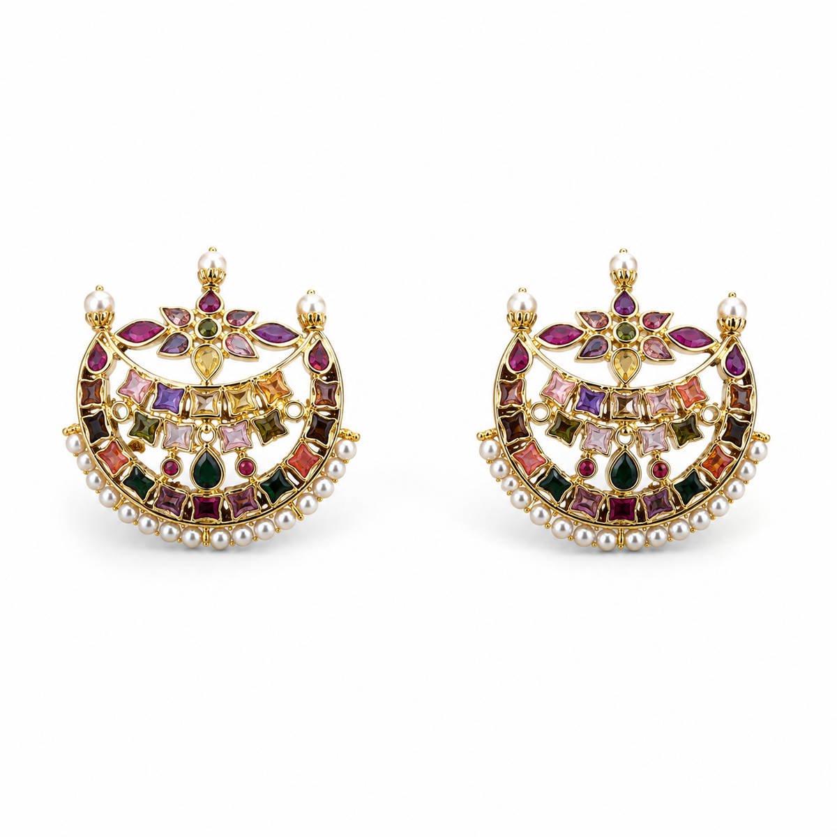 Hamsini Multicolor 22KT Gold Stud Earrings