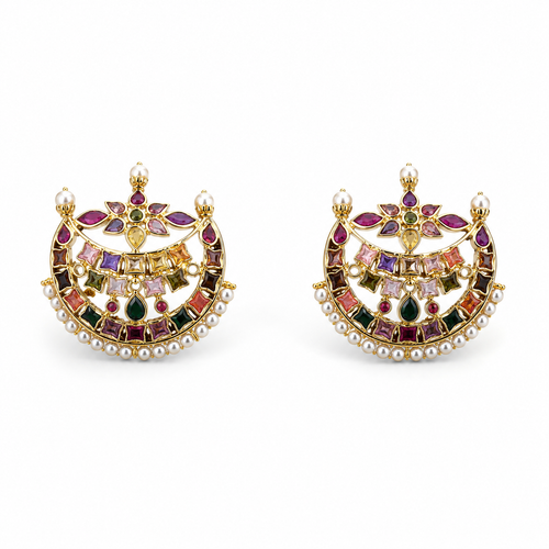 Zarqa Multicolor 22KT Gold Stud Earrings