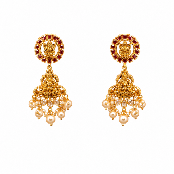 Tarini 22KT Gold Temple Drop Earrings