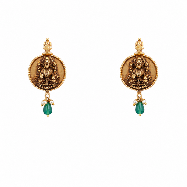 Rasika 22KT Gold Temple Stud Earrings