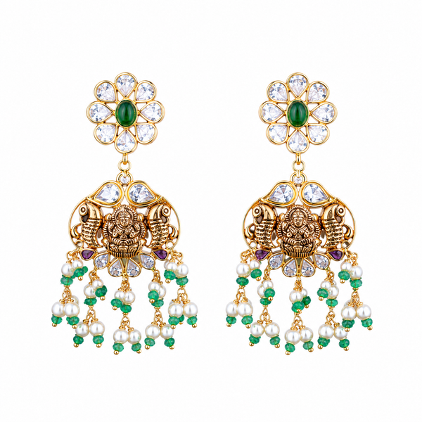 Pranavi 22KT Gold Temple Dangle Earrings