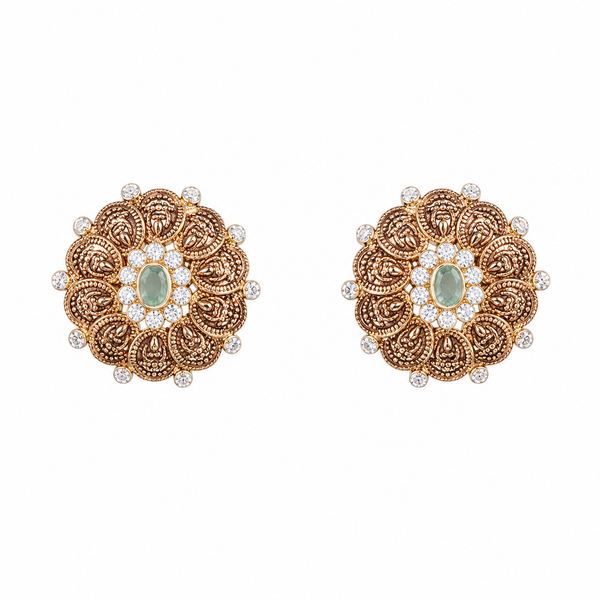 Charulika 22KT Gold Temple Stud Earrings