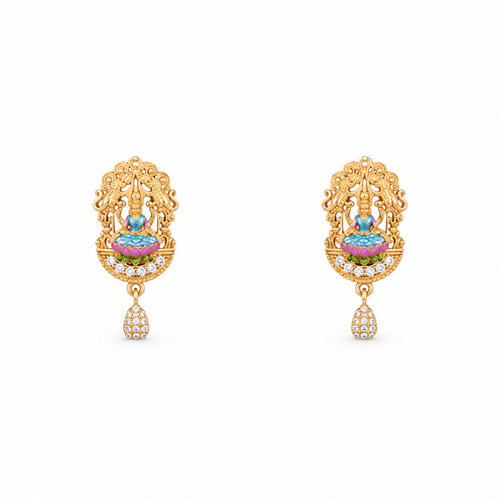 Yamika 22KT Gold Temple Stud Earrings