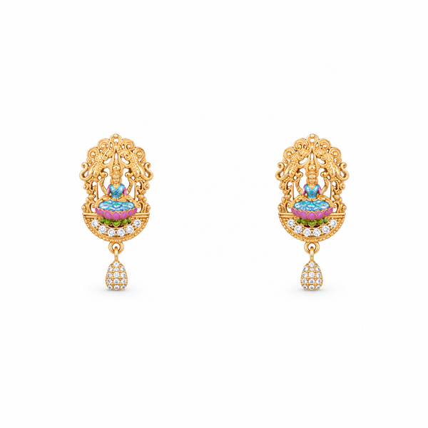 Yamika 22KT Gold Temple Stud Earrings