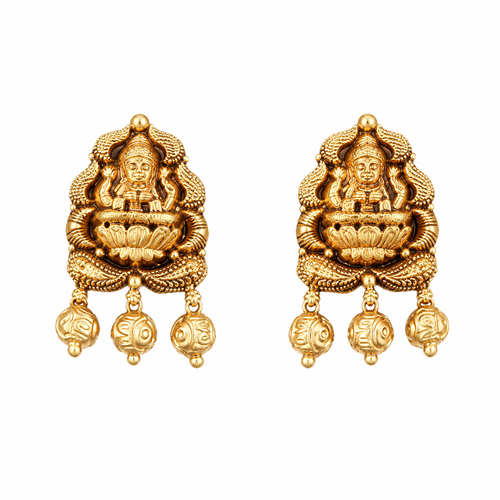 Meenakshi 22KT Gold Temple Stud Earrings
