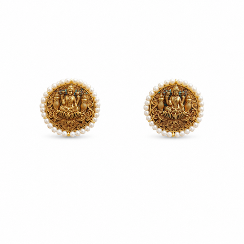 Meena 22KT Gold Temple Stud Earrings