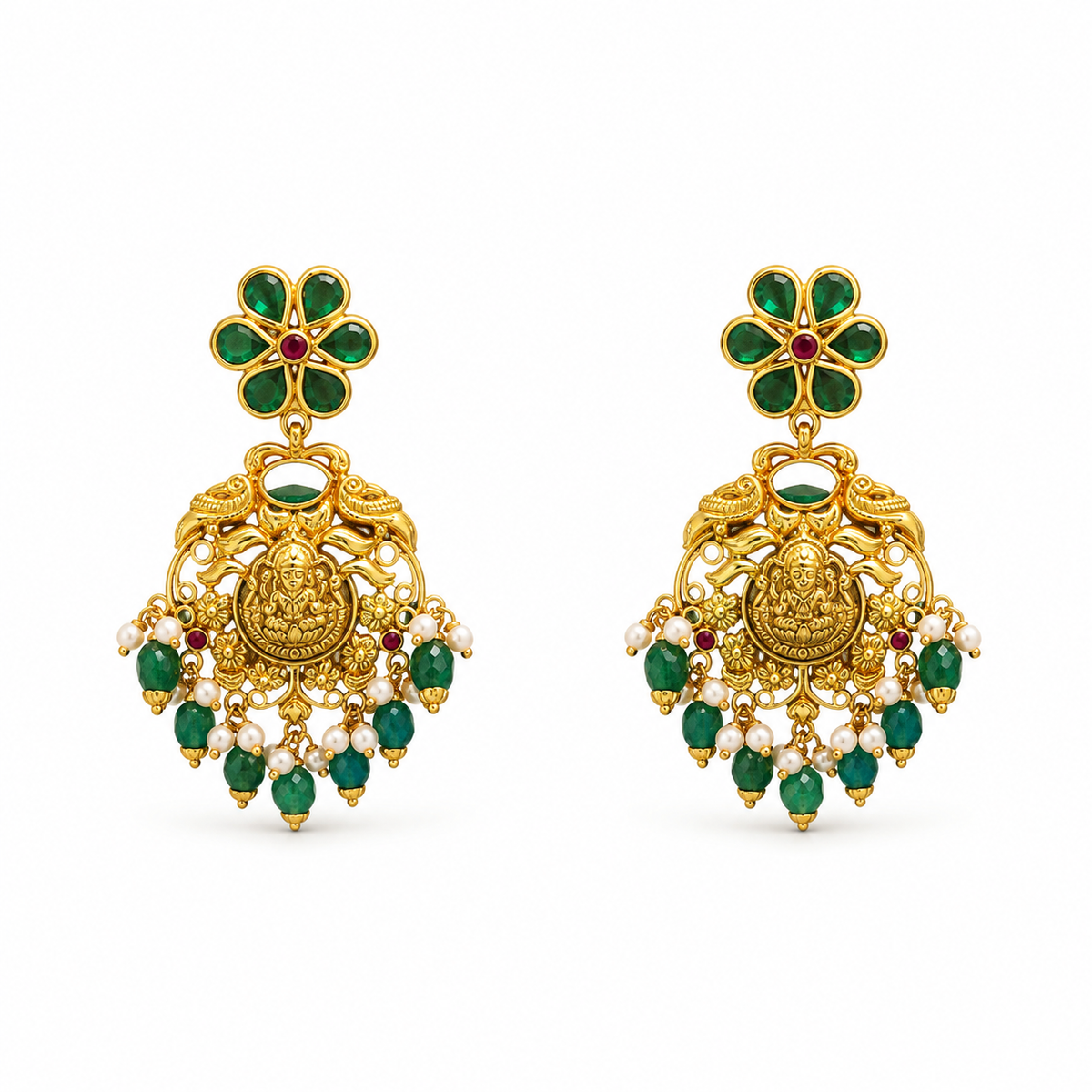 Tarunika 22KT Gold Temple Drop Earrings