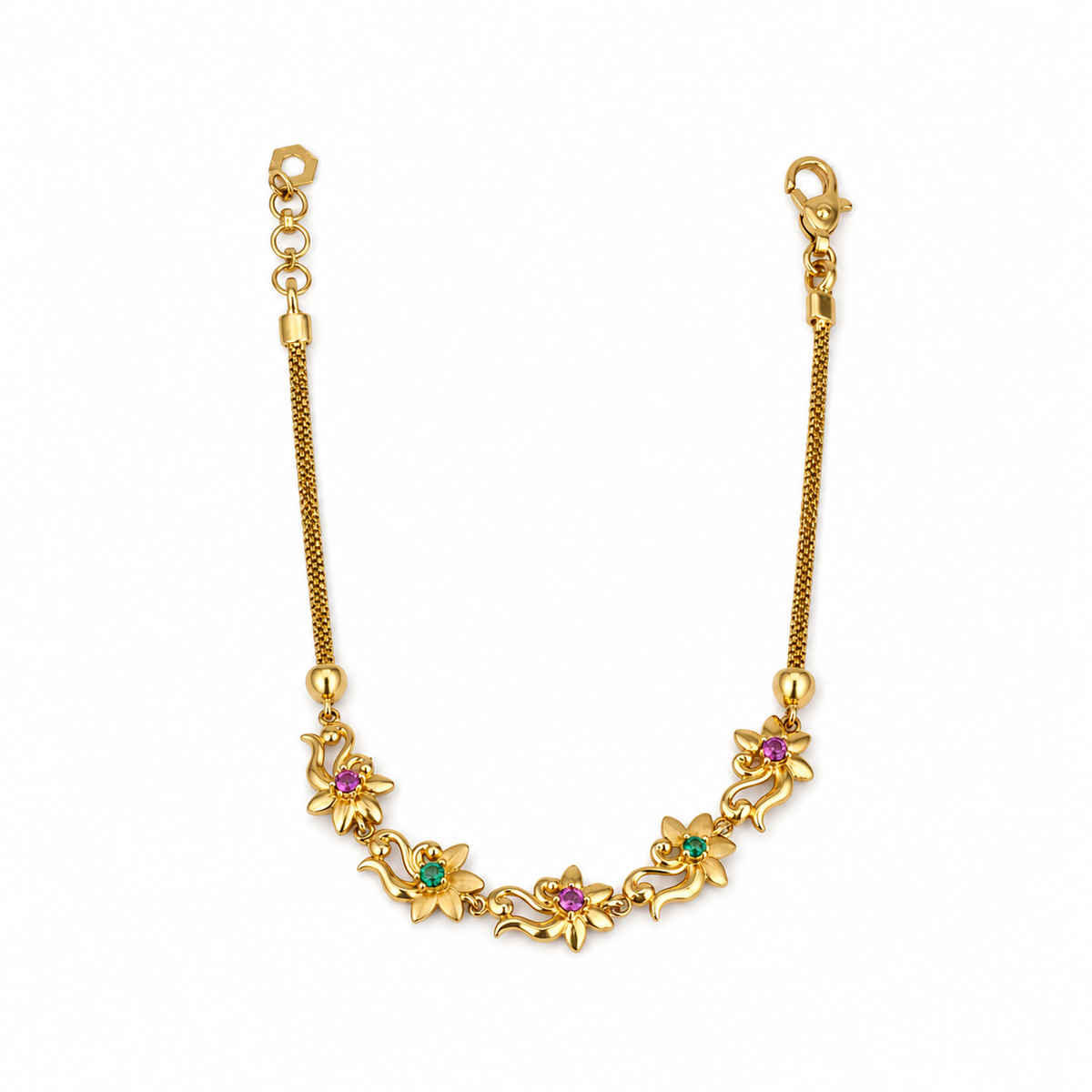 Elegant Daisy 22KT Gold Chain Bracelet