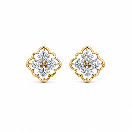 Ellie 14KT Gold Diamond Stud Earrings