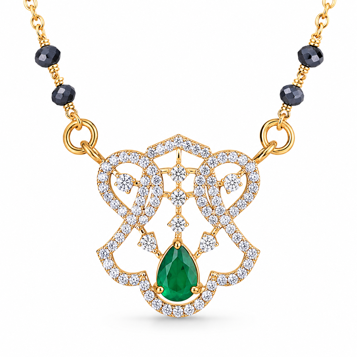 Emerald Glow 18KT Gold Diamond Mangalsutra