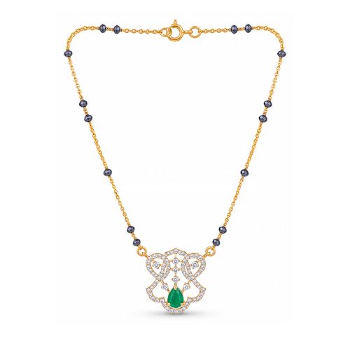 Emerald Glow 18KT Gold Diamond Mangalsutra