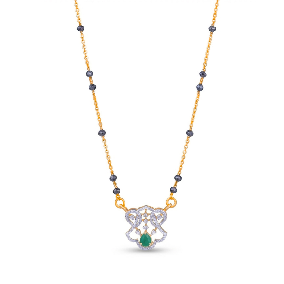 Emerald Glow 18KT Gold Diamond Mangalsutra