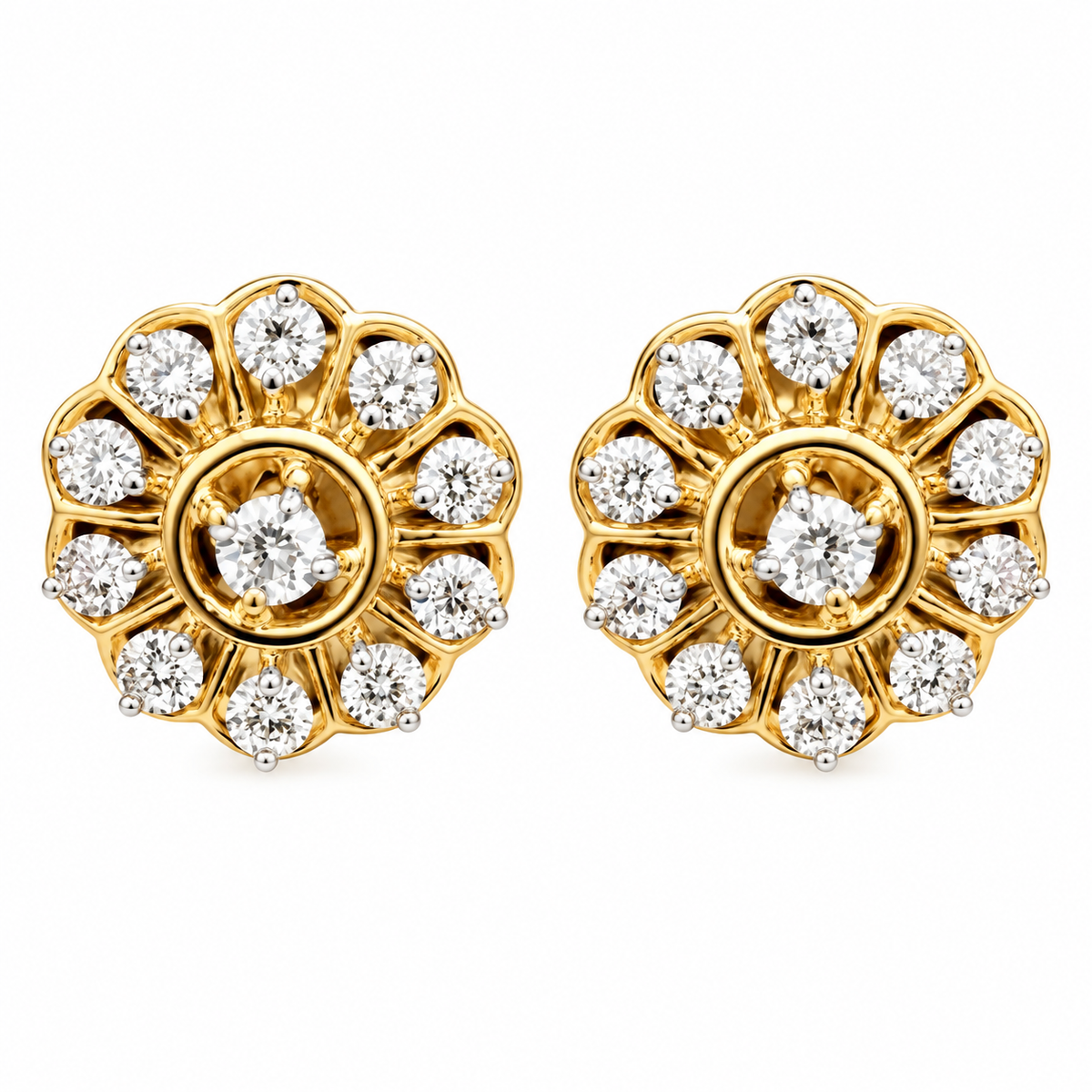 Ethereal 18KT Gold Diamond Stud Earrings