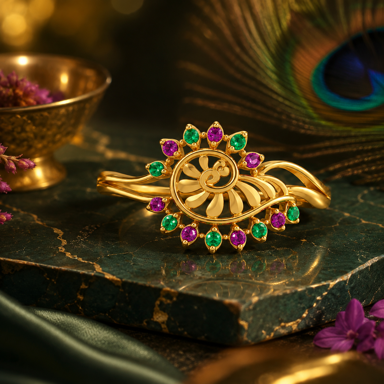 Exquisite Swirl 22KT Gold Ring