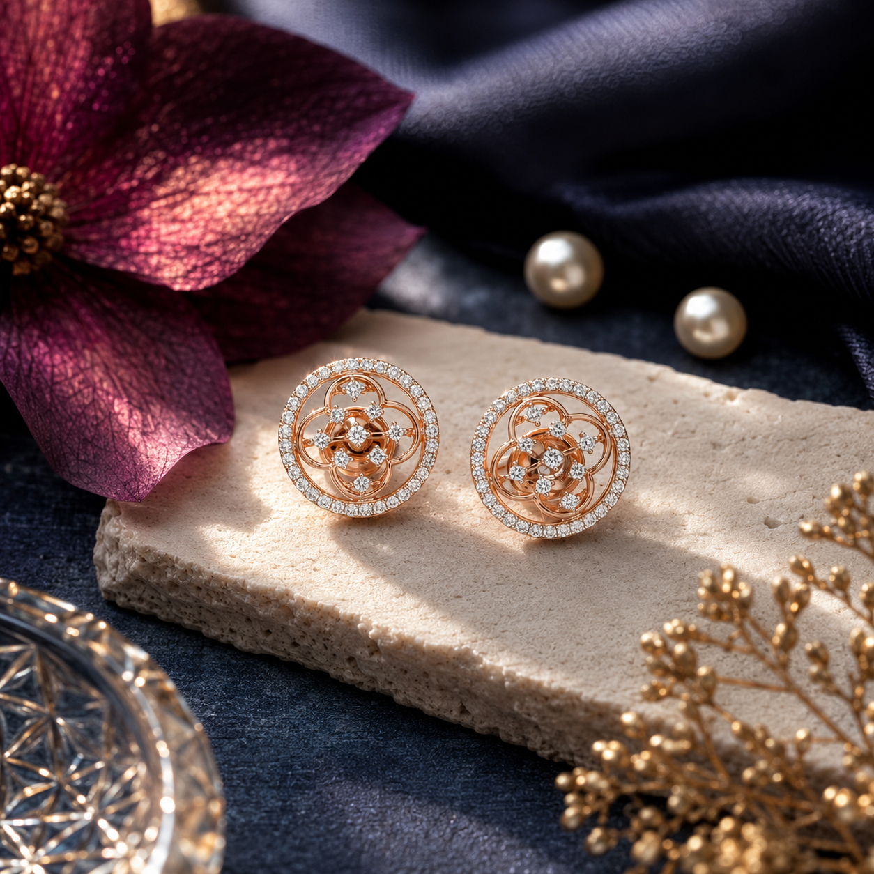 Flora Grace 18KT Gold Diamond Stud Earrings