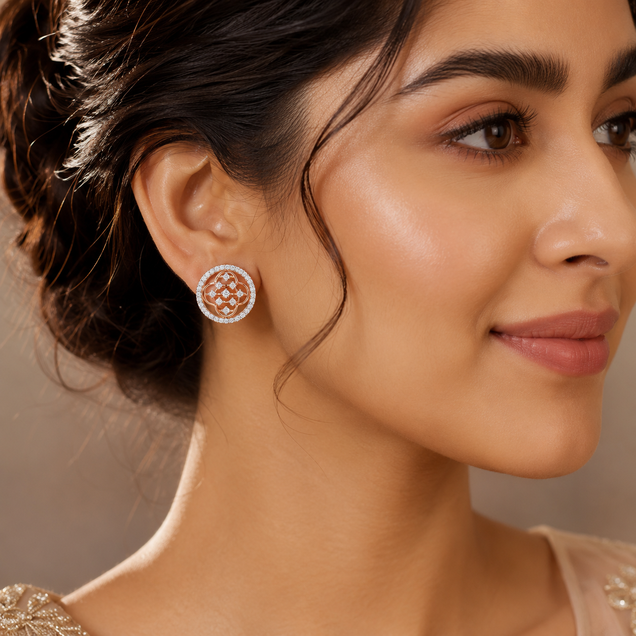 Flora Grace 18KT Gold Diamond Stud Earrings