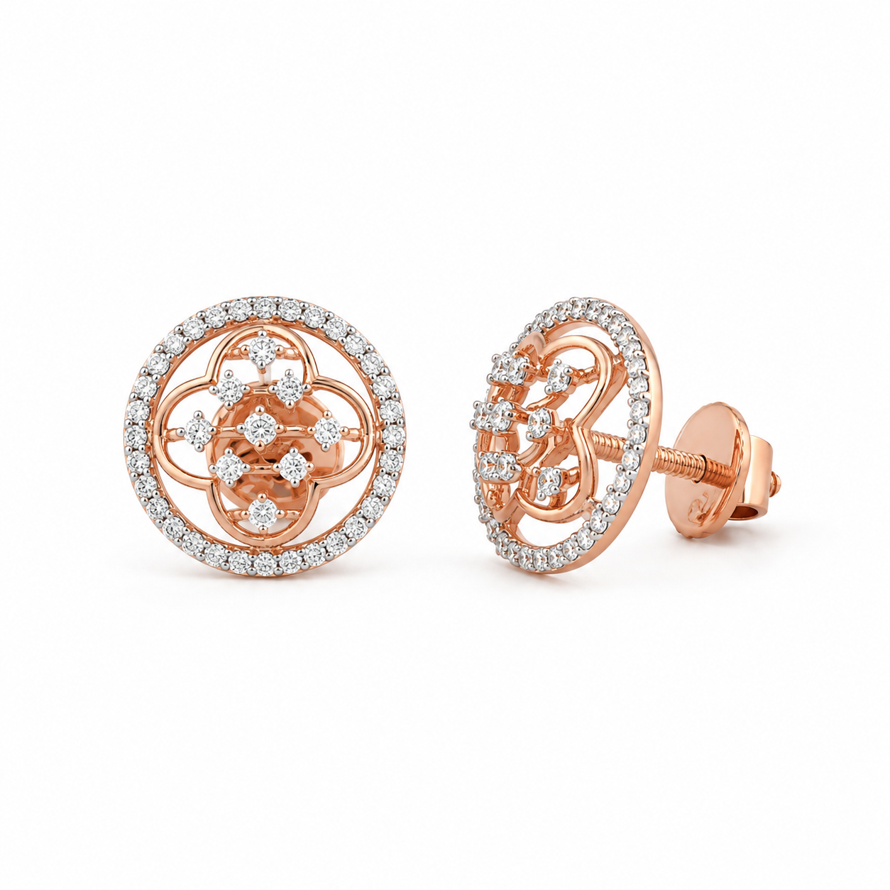 Flora Grace 18KT Gold Diamond Stud Earrings