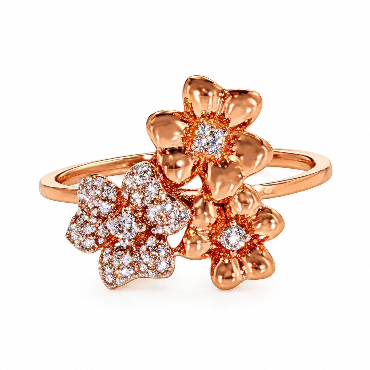 Floral Glint 14KT Gold Lab Grown Diamond Ring
