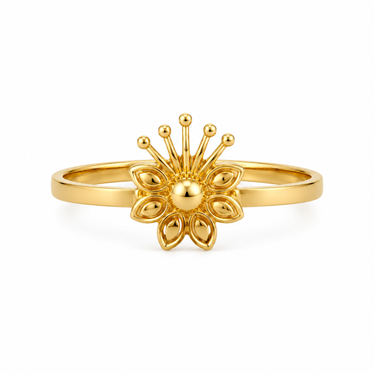 Floral Sunburst 22KT Gold Ring