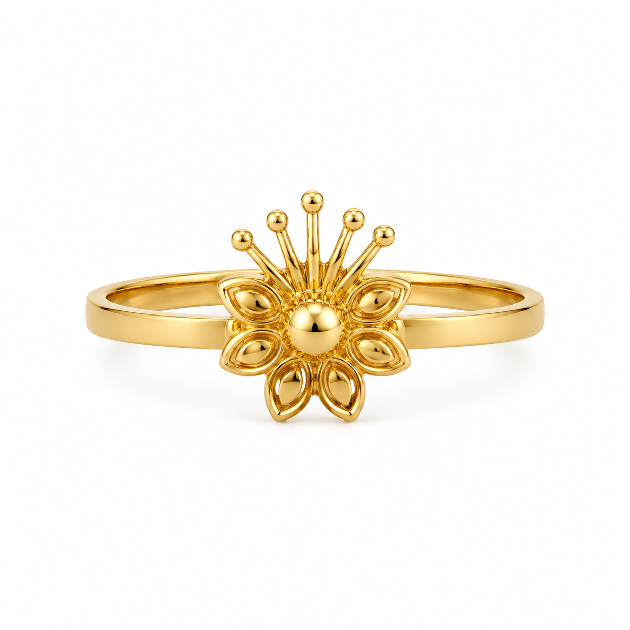 Floral Sunburst 22KT Gold Ring