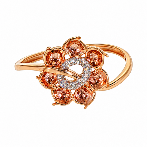 Flower Held 14KT Gold Lab Grown Diamond Ring