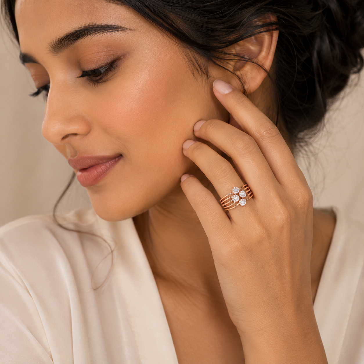 Gilded Groove 18KT Gold Diamond Ring