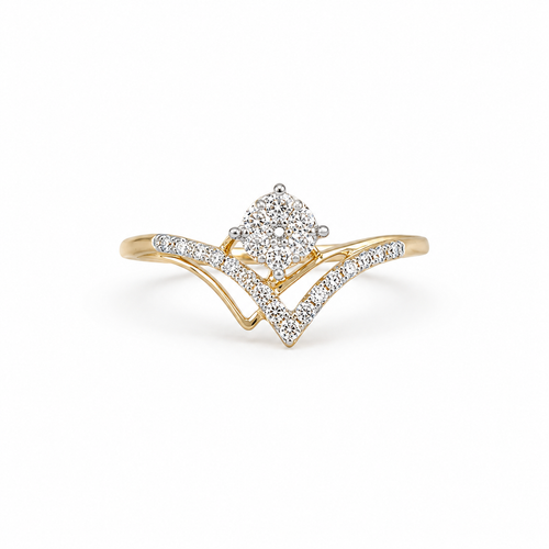 Glaring 14KT Gold Diamond Chevron Ring